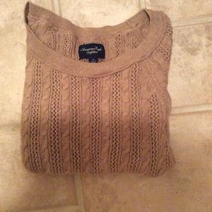 American eagle Tan crewneck sweater cable knit